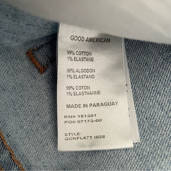 Good American Size 12/31 Classic Faded Natural Frayed Hem jeans ankle - Picture 8 of 9
